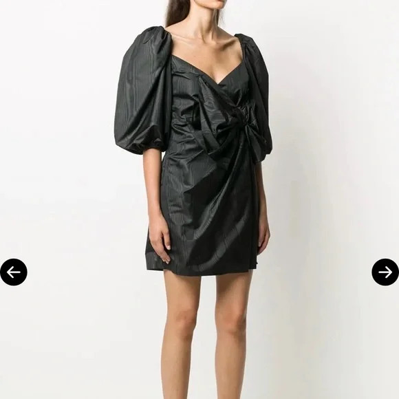 Red Valentino Black Puff-Sleeve Mini Dress with Bow Front - Picture 1 of 7